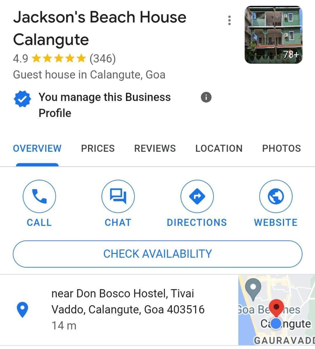 Jackson'S Beach House Calangute Exterior foto